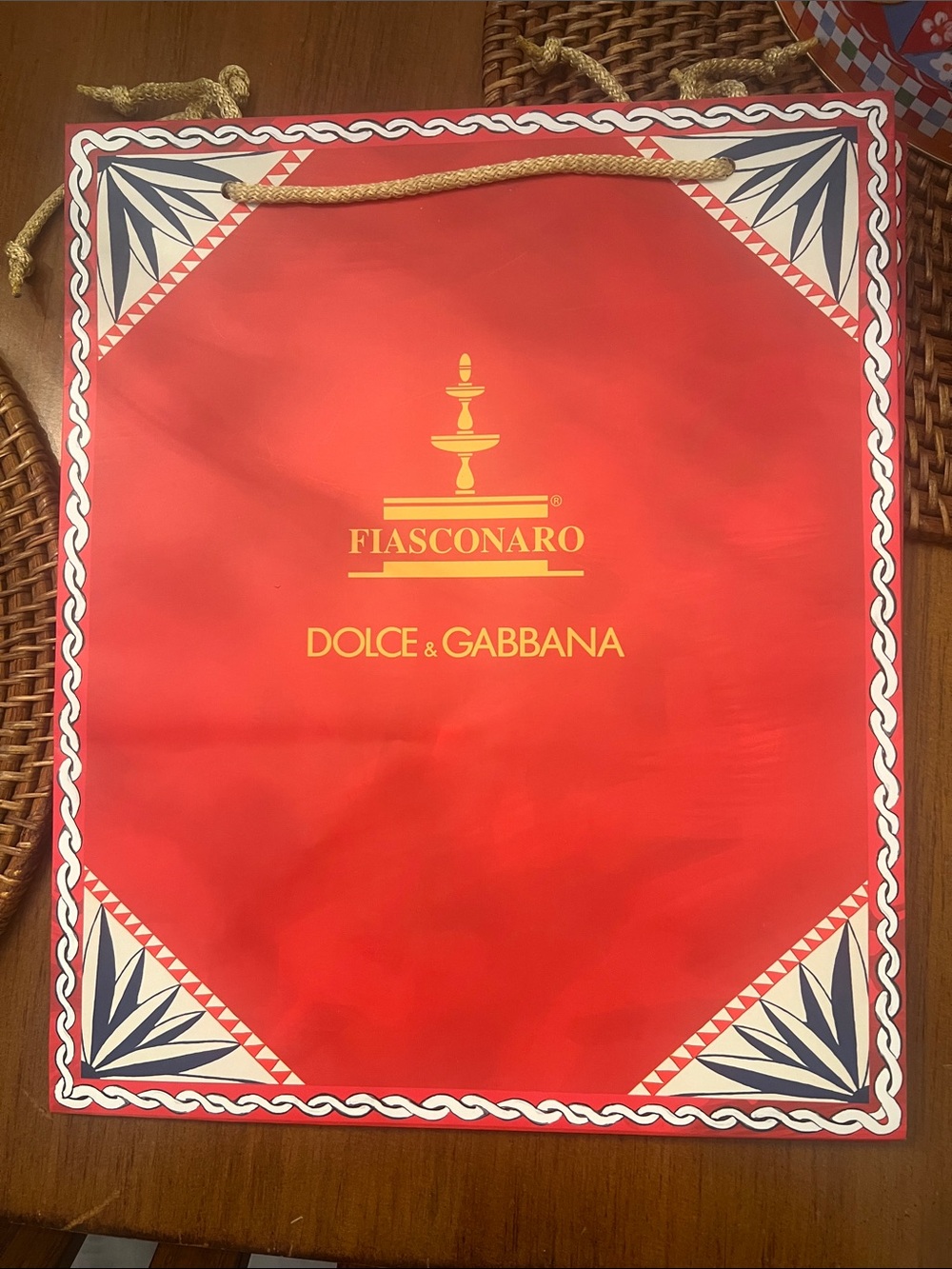 Dolce & Gabbana Red and Navy Fiasconaro Gift Bag
